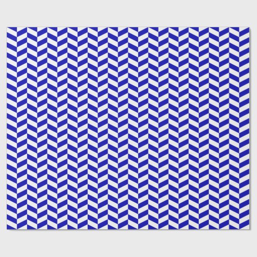 Royal Blue en White Herringbone Wrapping Paper Cadeaupapier (Vlak)