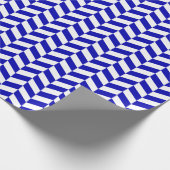 Royal Blue en White Herringbone Wrapping Paper Cadeaupapier (Hoek)