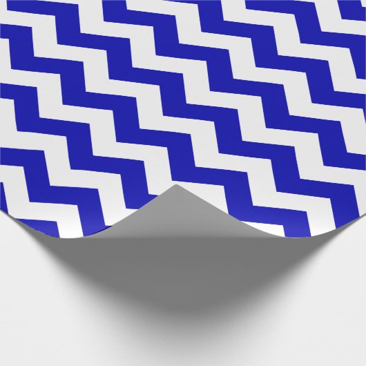 Royal Blue en White Large Chevron Wrapping Paper Cadeaupapier (Hoek)