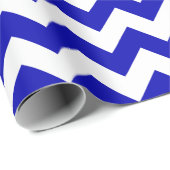 Royal Blue en White Large Chevron Wrapping Paper Cadeaupapier (Rol Hoek)