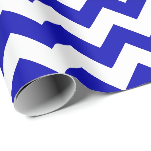 Royal Blue en White Large Chevron Wrapping Paper Cadeaupapier (Rol Hoek)