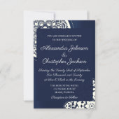 Royal Blue en White Mandala Wedding Invitation Kaart (Voorkant)