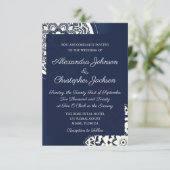 Royal Blue en White Mandala Wedding Invitation Kaart (Staand voorkant)