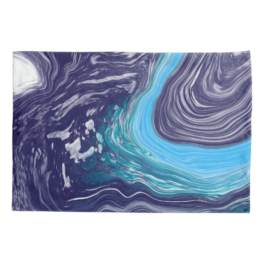 Royal Blue en White Marble Kussensloop (Achterkant-Links)