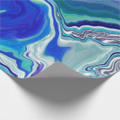 Royal Blue en White Marble Waves Fluid Art Cadeaupapier (Hoek)