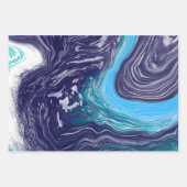 Royal Blue en White Marble Waves Fluid Art Inpakpapier Vel (Voorkant 2)