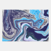 Royal Blue en White Marble Waves Fluid Art Inpakpapier Vel (Voorkant)
