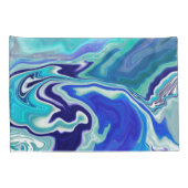Royal Blue en White Marble Waves Fluid Art Kussensloop (Achterkant-Rechts)