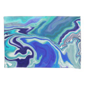 Royal Blue en White Marble Waves Fluid Art Kussensloop (Voorkant-Links)