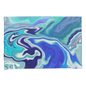 Royal Blue en White Marble Waves Fluid Art Kussensloop (Voorkant-Rechts)