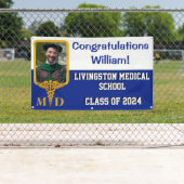 Royal Blue en White Medical School Afstuderen Spandoek (Insitu)