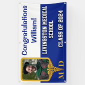 Royal Blue en White Medical School Afstuderen Spandoek (Verticaal)