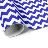Royal Blue en White Medium Chevron Wrapping Paper Cadeaupapier (Rol Hoek)