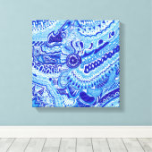 Royal Blue en White Ming style oriental Canvas Afdruk (Insitu (Houten vloer))