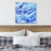 Royal Blue en White Ming style oriental Canvas Afdruk (Insitu (Slaapkamer))