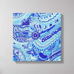Royal Blue en White Ming style oriental Canvas Afdruk