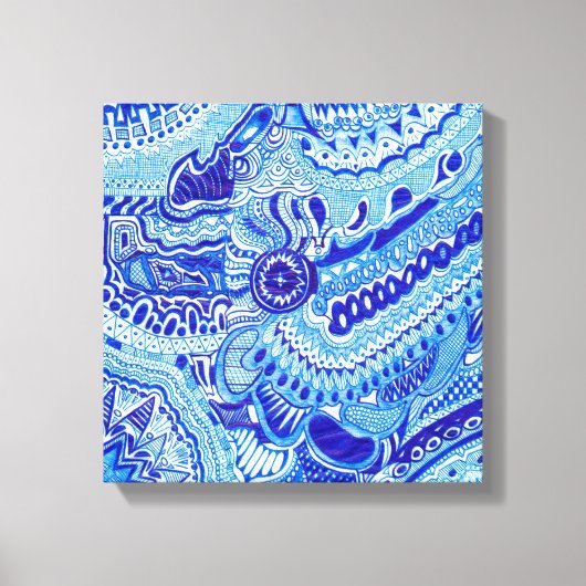 Royal Blue en White Ming style oriental Canvas Afdruk (Voorkant)