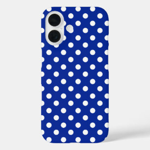 Royal Blue en White Polka Dot iPhone 16 Hoesje