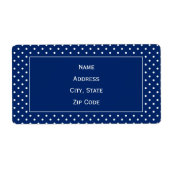 Royal Blue en White Polka Dot Pattern Etiket (Voorkant)