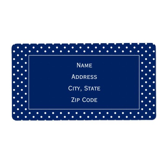 Royal Blue en White Polka Dot Pattern Etiket (Voorkant)