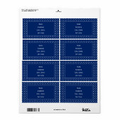 Royal Blue en White Polka Dot Pattern Etiket (Full Sheet)