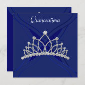 Royal Blue en White Quinceanera Uitnodigingen (Voorkant / Achterkant)