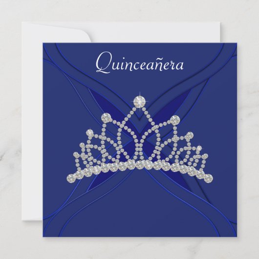 Royal Blue en White Quinceanera Uitnodigingen (Voorkant)