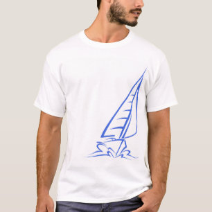 Royal Blue en White Sailing; Sail Boat T-shirt