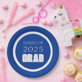 Royal Blue en White School Kleuren Afstuderen Papieren Bordje (Feest)