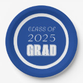 Royal Blue en White School Kleuren Afstuderen Papieren Bordje (Voorkant)