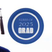 Royal Blue en White School Kleuren Afstuderen Papieren Bordje