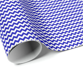 Royal Blue en White Small Chevron Wrapping Paper Cadeaupapier