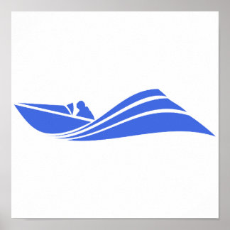 Royal Blue en White Speed Boat Poster