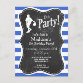 Royal Blue en White Stripes; Basketbal Uitnodiging Briefkaart (Voorkant)