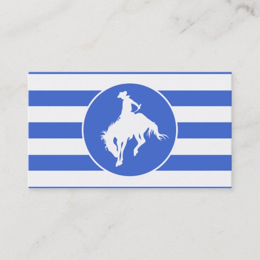 Royal Blue en White Stripes; Rodeo Cowboy Visitekaartje (Voorkant)
