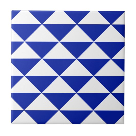 Royal Blue en White Triangles Tegeltje (Voorkant)