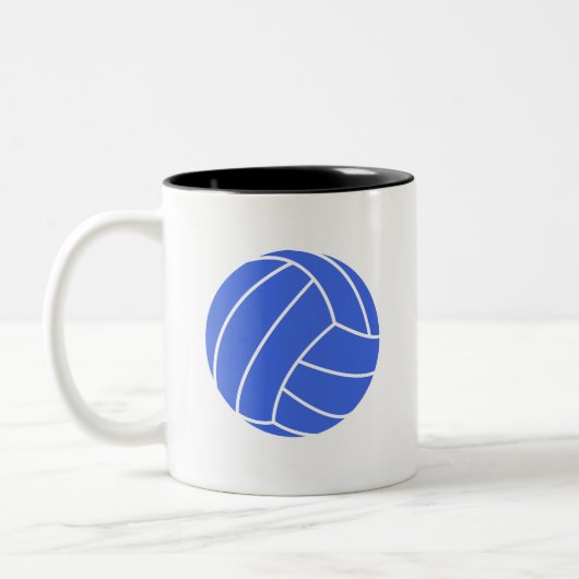 Royal Blue en White Volleyball Tweekleurige Koffiemok (Links)