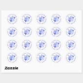 Royal Blue en White Waterverf Bouquet Wedding Ronde Sticker (Vel)