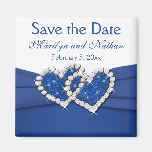 Royal Blue en White Wedding Favor Magnet
