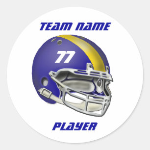 Royal Blue en Yellow Football Helmet Ronde Sticker