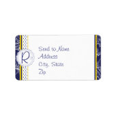 Royal Blue en Yellow Sunflowers Monogram Adres Etiket (Voorkant)