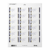 Royal Blue en Yellow Sunflowers Monogram Adres Etiket (Full Sheet)