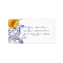  Royal Blue en Yellow Sunflowers Monogram