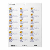 Royal Blue en Yellow Sunflowers Monogram Etiket (Full Sheet)