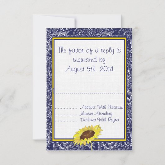 Royal Blue en Yellow Sunflowers RSVP (Achterkant)