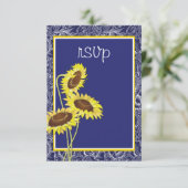 Royal Blue en Yellow Sunflowers RSVP (Staand voorkant)