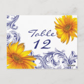  Royal Blue en Yellow Sunflowers Tafel Kaart (Achterkant)