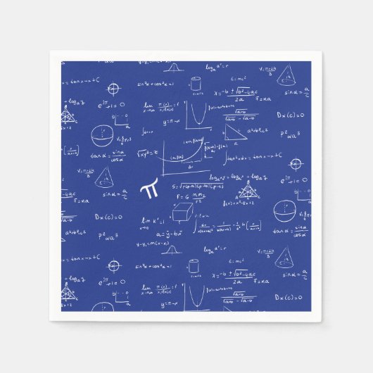 Royal Blue Equations Graphics Afstuderen servetten (Voorkant)