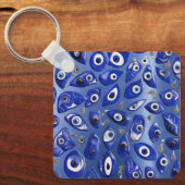 Royal Blue Evil Eye Charm gepersonaliseerde QR-cod Sleutelhanger (Voorkant)