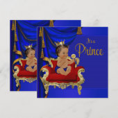 Royal Blue Fancy Etnisch Prince Baby shower Kaart (Voorkant / Achterkant)